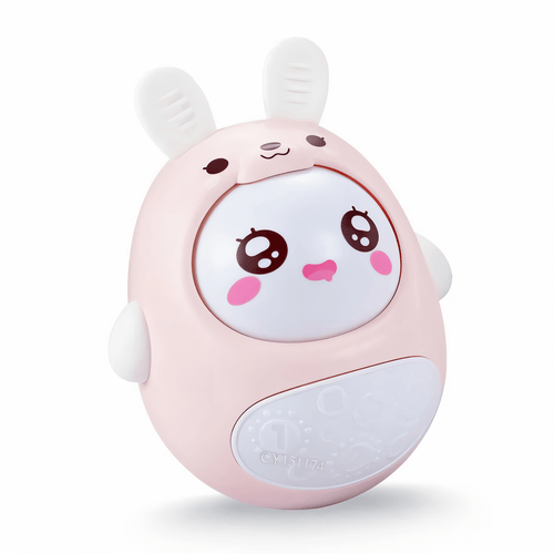 Self-righting baby tumbler toy pink bunny design